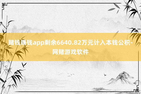 赌钱赚钱app剩余6640.82万元计入本钱公积-网赌游戏软件