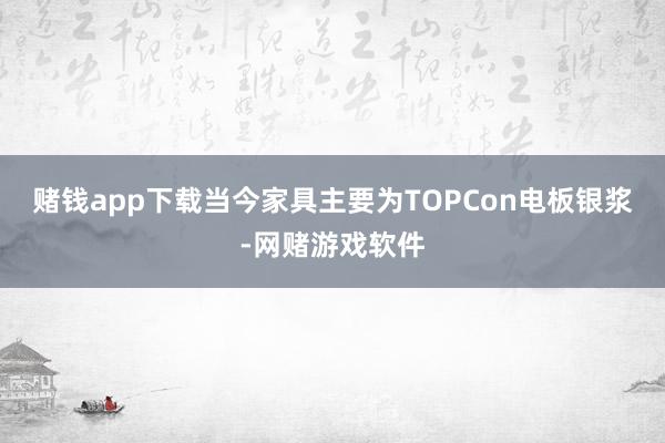 赌钱app下载当今家具主要为TOPCon电板银浆-网赌游戏软件
