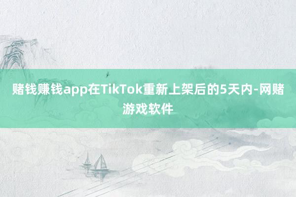 赌钱赚钱app在TikTok重新上架后的5天内-网赌游戏软件
