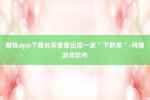 赌钱app下载台军里面出现一波＂下野潮＂-网赌游戏软件