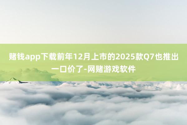 赌钱app下载前年12月上市的2025款Q7也推出一口价了-网赌游戏软件