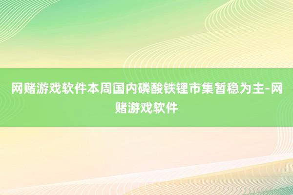 网赌游戏软件本周国内磷酸铁锂市集暂稳为主-网赌游戏软件