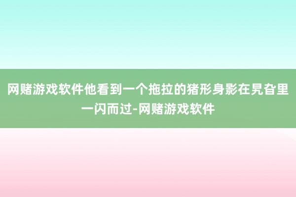 网赌游戏软件他看到一个拖拉的猪形身影在旯旮里一闪而过-网赌游戏软件