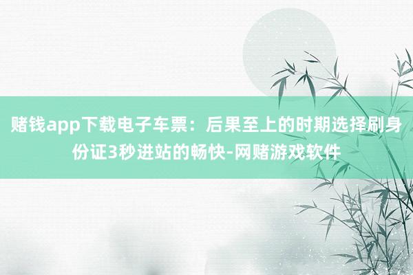 赌钱app下载电子车票：后果至上的时期选择刷身份证3秒进站的畅快-网赌游戏软件